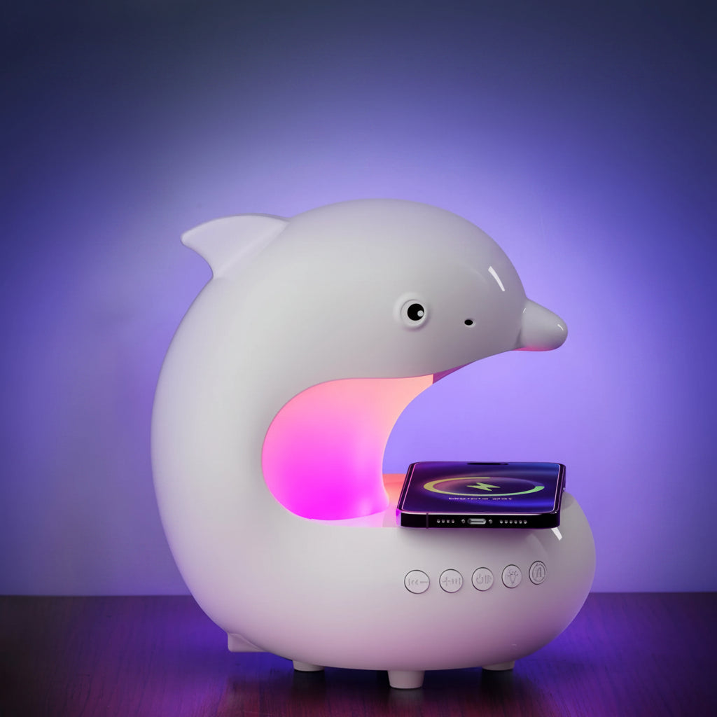 Compact night light on a bedroom nightstand